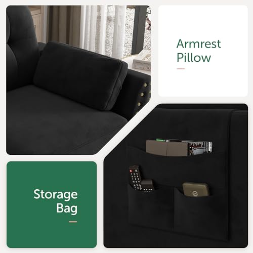 Velvet U-Shaped Sectional Sofa with Storage Ottoman