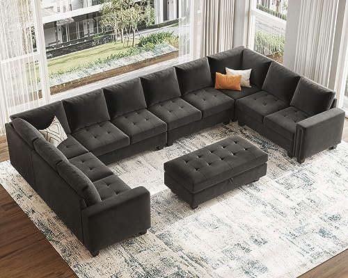 Oversized Velvet U-Shaped Modular Sectional Sofa Set