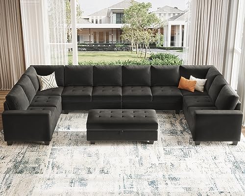 Oversized Velvet U-Shaped Modular Sectional Sofa Set