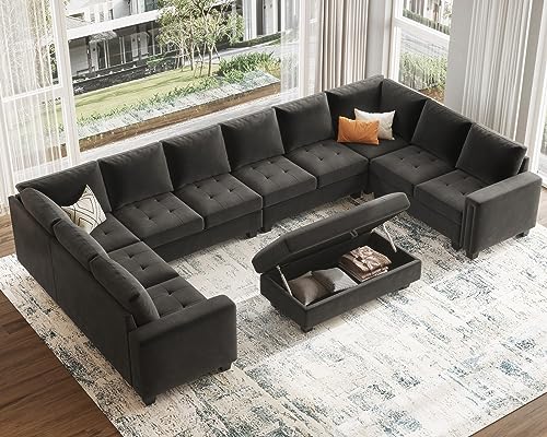 Oversized Velvet U-Shaped Modular Sectional Sofa Set