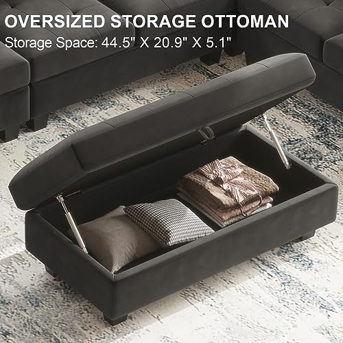 Oversized Velvet U-Shaped Modular Sectional Sofa Set
