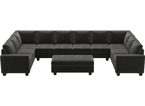 Oversized Velvet U-Shaped Modular Sectional Sofa Set