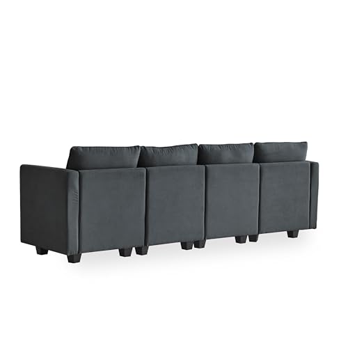 Modern Dark Grey U-Shaped 6-Seat Sofa with Storage