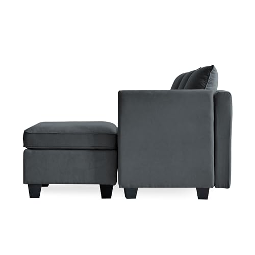 Modern Dark Grey U-Shaped 6-Seat Sofa with Storage
