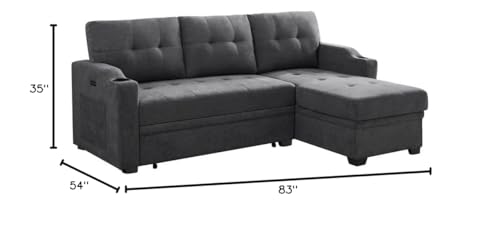Dark Grey 83-Inch Convertible L-Shaped Sofa