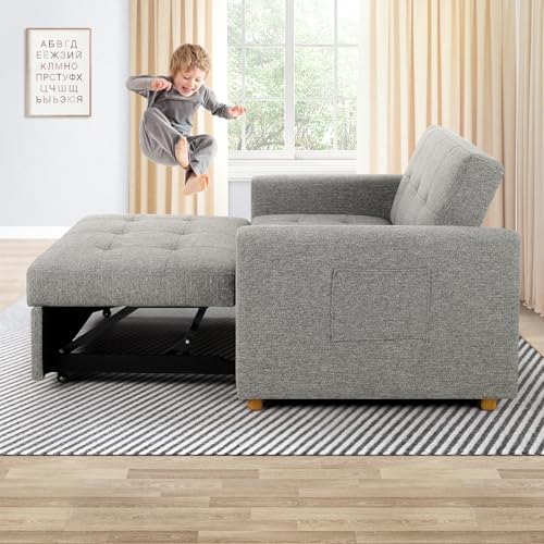 Gray Convertible 3-in-1 Sleeper Sofa Bed