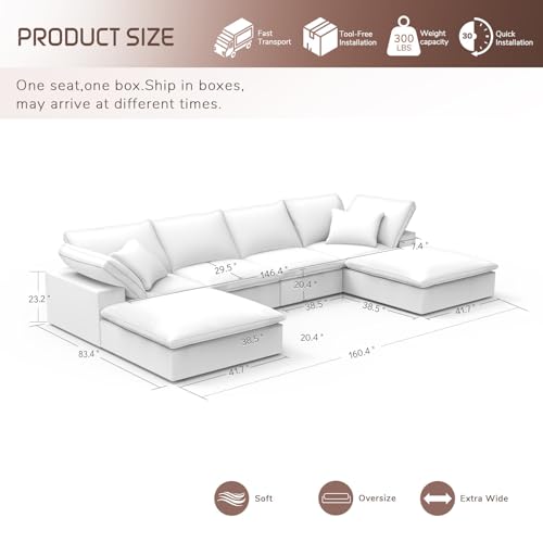 Comfy White Modular Cloud Sectional Sofa