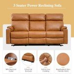 BAIJIAWEI Power Reclining 3-Seater Sofa - Brown