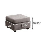 BOSMILLER Grey Modular Sectional Sofa with Ottoman