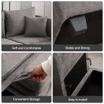 BOSMILLER Grey Modular Sectional Sofa with Ottoman