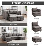 BOSMILLER Grey Modular Sectional Sofa with Ottoman