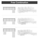 BOSMILLER Grey Modular Sectional Sofa with Ottoman
