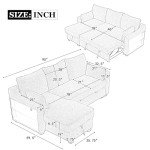 LUMISOL 90" Convertible Sleeper Sofa with Chaise