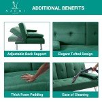 Naomi Home Green Futon Sofa Bed with Cupholders