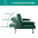 Naomi Home Green Futon Sofa Bed with Cupholders