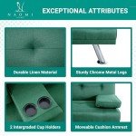 Naomi Home Green Futon Sofa Bed with Cupholders