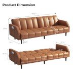 Modern Adjustable Leather Loveseat Sofa Bed