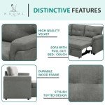 Gray Velvet Sectional Sleeper Sofa with Chaise Storage