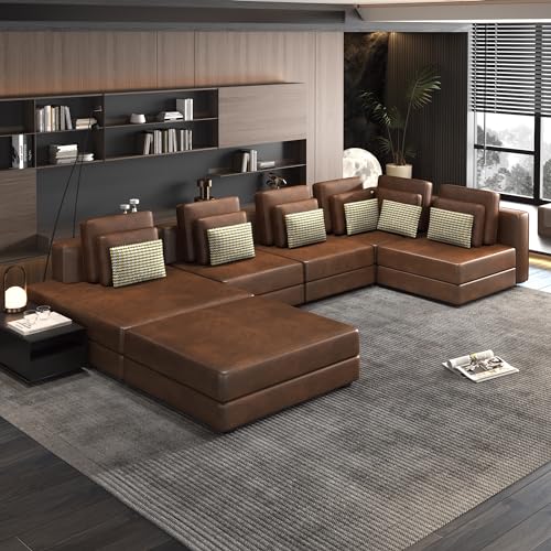 Modern U-Shaped Sectional Sofa with Movable Ottoman