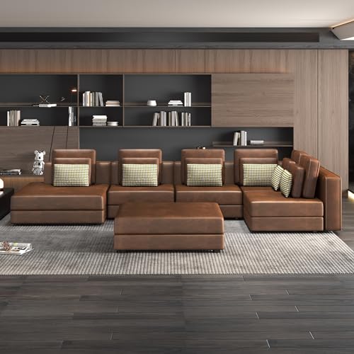 Modern U-Shaped Sectional Sofa with Movable Ottoman