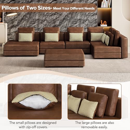 Modern U-Shaped Sectional Sofa with Movable Ottoman