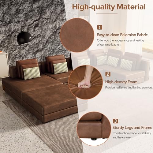 Modern U-Shaped Sectional Sofa with Movable Ottoman