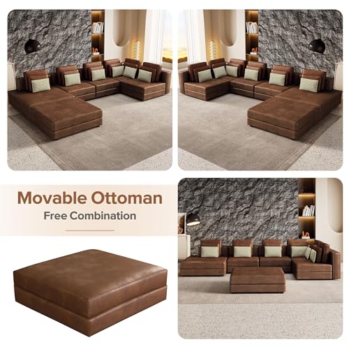Modern U-Shaped Sectional Sofa with Movable Ottoman