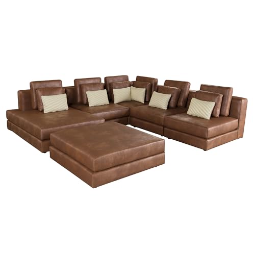 Modern U-Shaped Sectional Sofa with Movable Ottoman