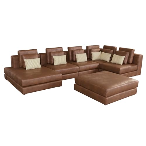 Modern U-Shaped Sectional Sofa with Movable Ottoman