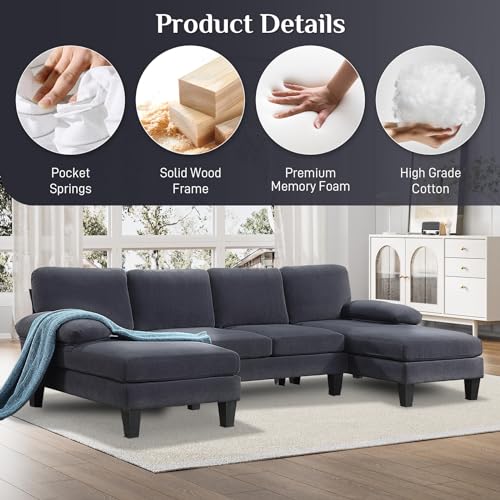 Nolohoo U-Shape Velvet Sectional Sofa Set