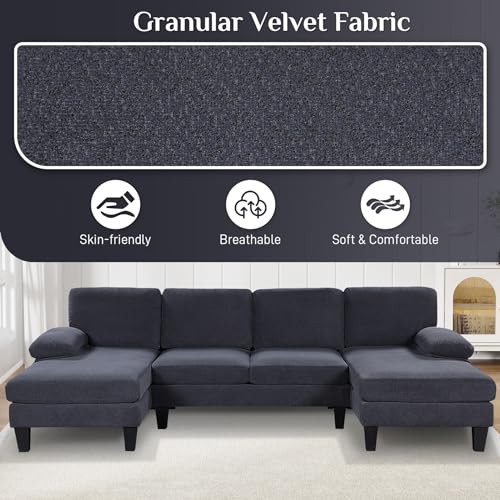 Nolohoo U-Shape Velvet Sectional Sofa Set
