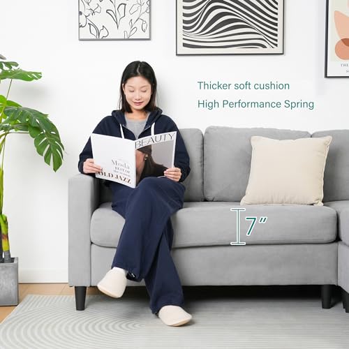 Light Grey U-Shaped Sectional Sofa with Ottoman