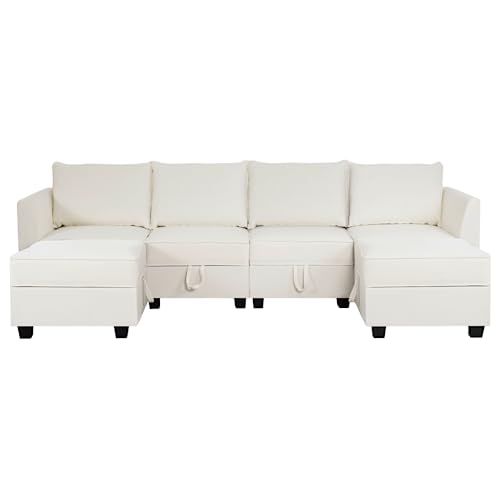 Naomi Home Elizabeth U-Shaped Modular Sofa, White