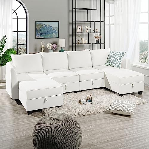 Naomi Home Elizabeth U-Shaped Modular Sofa, White