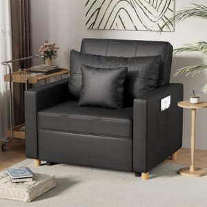 Compact 3-in-1 Sofa Bed Chair in Black