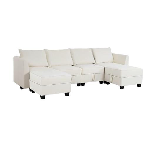 Naomi Home Elizabeth U-Shaped Modular Sofa, White
