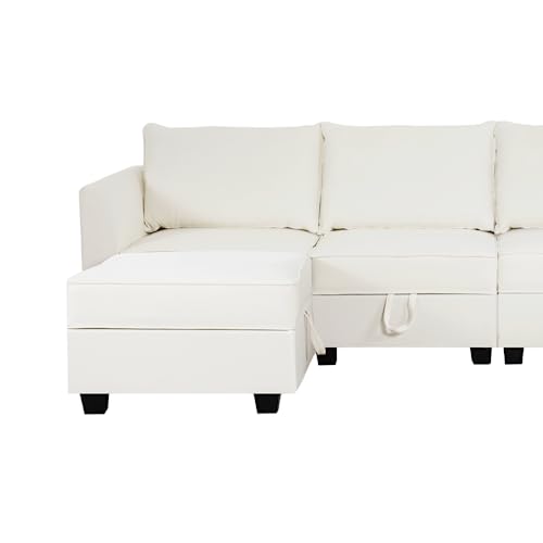 Naomi Home Elizabeth U-Shaped Modular Sofa, White