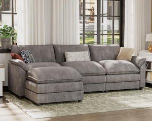Modern 4-Seat Modular Sectional Sofa in Gray
