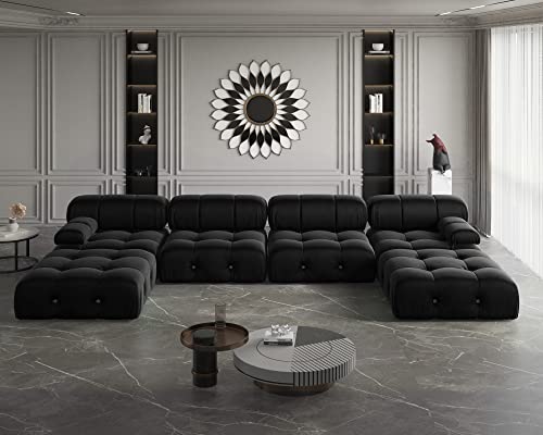 JACH 138" U-Shaped Modular Velvet Sectional Sofa