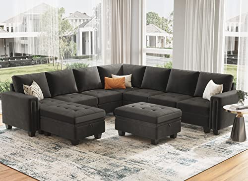 Belffin Oversized Velvet 8-Seat U-Shaped Sectional Sofa