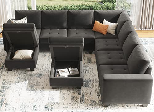 Belffin Oversized Velvet 8-Seat U-Shaped Sectional Sofa