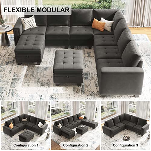 Belffin Oversized Velvet 8-Seat U-Shaped Sectional Sofa