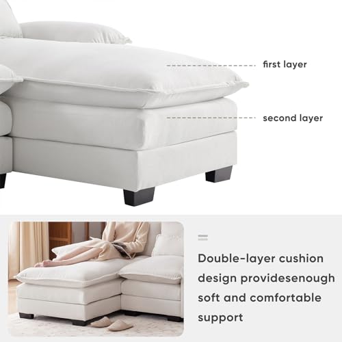 Beige Modular Chenille U-Shaped Sectional Sofa