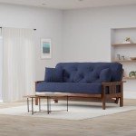 Stanford Full Size Futon Set with Navy Cover