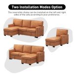 Brown L-Shaped Convertible Sleeper Sofa with Storage