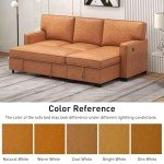 Brown L-Shaped Convertible Sleeper Sofa with Storage