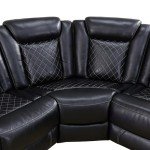 Black Leather Reclining Corner Sectional Sofa Set