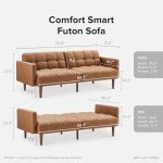 Mopio Aaron Small Futon Sofa in Pecan Brown