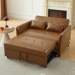 Merax Compact Sleeper Sofa Bed in Brown