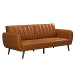 Camel Faux Leather Novogratz UK Brittany Futon